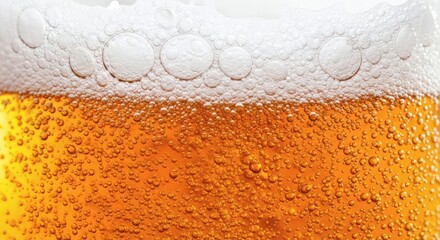 Refreshing golden beer with frothy head close up makes a stunning beverage advertisement background asset