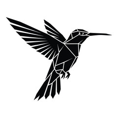 Obraz premium Geometric hummingbird in flight silhouette isolated on white background