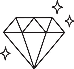 Sparkling gemstone outline icon symbol of luxury and preciousness