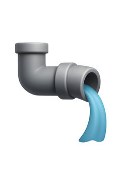 3D icon of a basic drainage pipe with realistic concrete texture, gradient lighting, and smooth water flow effect. Designed with soft shadows and glossy edges for modern infrastructure visuals.