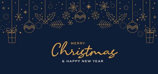Merry Christmas and happy new year on Christmas letters, Gift boxes, Christmas element for greeting 