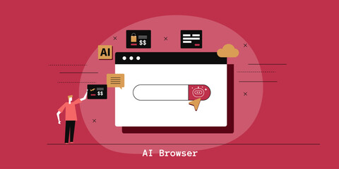 Internet user activates AI browser to explore multiple shopping offers, travel planning guide, automatic form completion and instant personalised response.