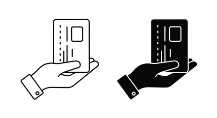 Hand holding identification document passport card two styles icon - Line and glyph icon and logo - Vector icon symbol for website - Icon vector
