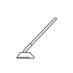 Simple Black Outline of a Garden Hoe on Angled Display.