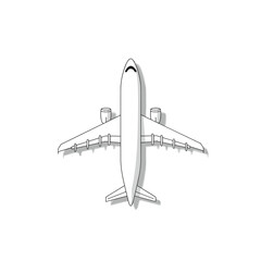 Stylized Airplane Illustration: Top-Down View with Distinct Engine and Wing Details