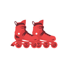 Pair of Red Inline Roller Skates with White Detail