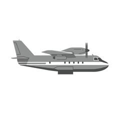 Gray Airplane Profile with Twin Propellers