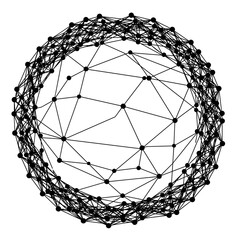 Spherical Network of Interconnected Nodes Representing Complex Data Structures.