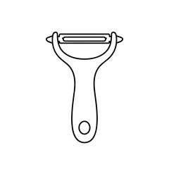 Minimalist outline of a Y-shaped vegetable peeler with a horizontal blade