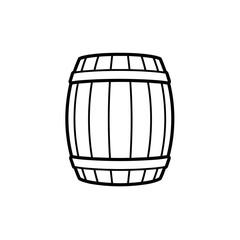 Simple Black and White Illustration of a Wooden Barrel.