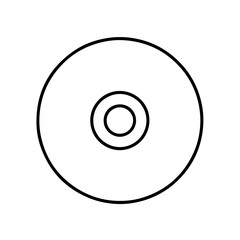 Simple Line Art Disc Icon: Circular Data Storage Symbol
