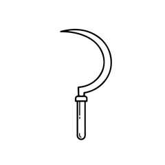 Minimalist Line Art Illustration of a Traditional Hand-Held Sickle with a Curved Blade