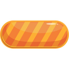Glossy Orange and Yellow Striped Oval Button with Transparent Background