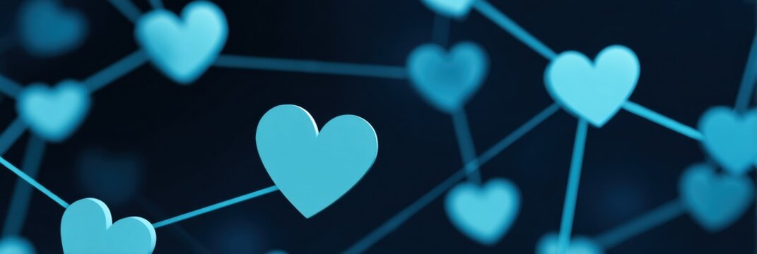 Connected Hearts Form a Network for Social Media and Valentine’s Day Concepts