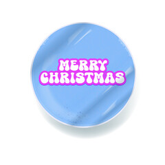 Merry Christmas blue sticker vector design, creative holiday typography, modern festive graphic art for cards, invitations, social media banners, and seasonal decorations. Merry Christmas text