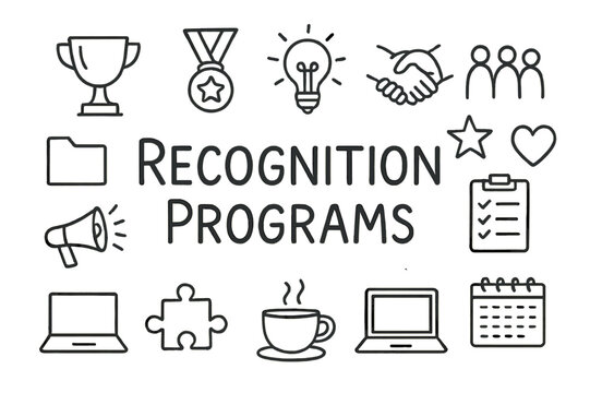 Recognition Symbols Doodle. Recognition Programs. Hand-drawn doodle illustration of Recognition Programs.