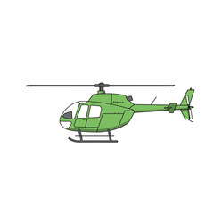 Fototapeta premium Side View of a Green Helicopter with Detailed Design