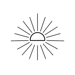 Obraz premium Simple Black Line Art Sunrise Icon
