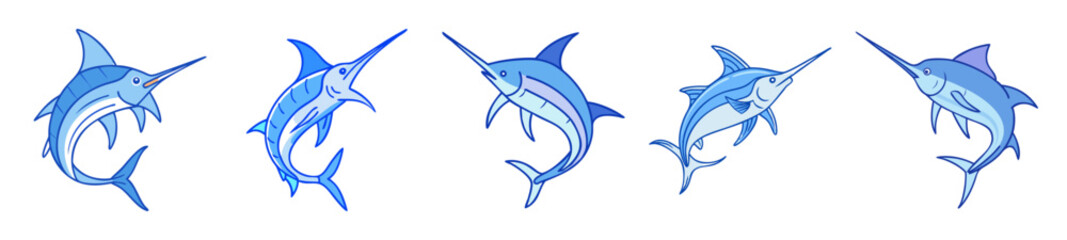 Obraz premium Dynamic blue marlin underwater action scene with splash and spray