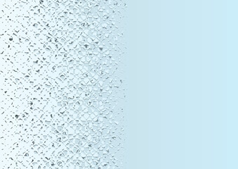 水滴または曇りガラスのテクスチャと水色グラデーションの背景