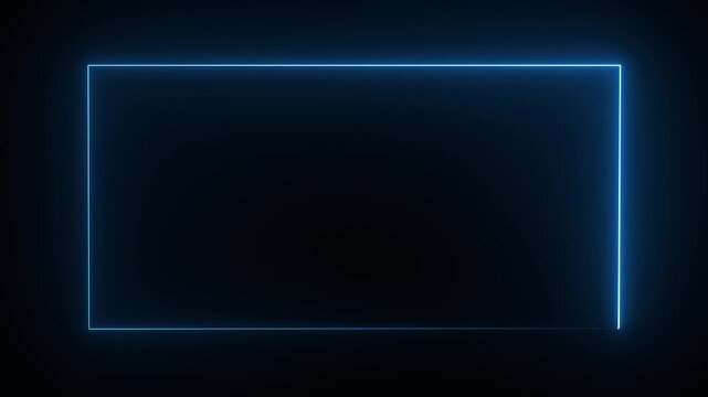 Futuristic blue neon glowing border frame with dark center background. Perfect for tech presentations, video overlays, intros, digital screens, gaming layouts, and cyberpunk themes.