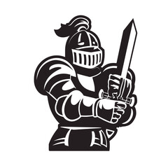 Fototapeta premium Knight in armor with sword ready for battle vector illustration