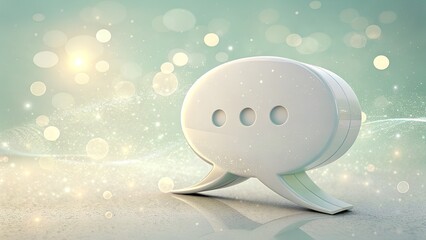 Modern communication concept featuring a bright, clean chat bubble with bokeh lights for social media marketing and digital networking promotions