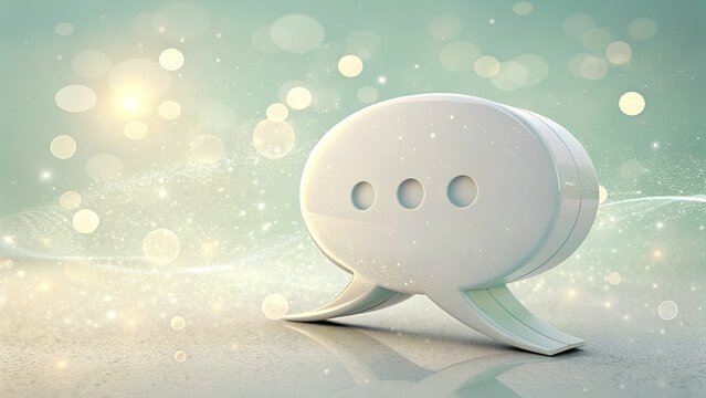 Modern communication concept featuring a bright, clean chat bubble with bokeh lights for social media marketing and digital networking promotions