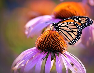 a monarch butterfly on a purple coneflower