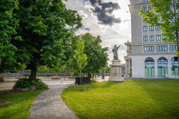 Historic city centre of Skopje under afternoon sunlight