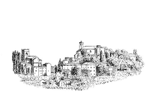 Montecatini Alto &ndash; Medieval Hilltop Town Sketch