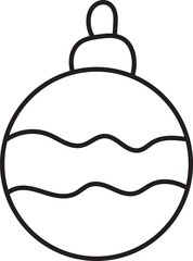 Monochrome vector icon of a classic round Christmas ornament, a simple decorative bauble for festive seasonal design and holiday projects