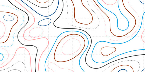 Abstract design seamless pattern with line topographic map. geographic mountain relief. retro topographic map.