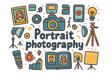 Portrait Photography Doodles. Portrait photography. Hand-drawn doodle illustration of Portrait photography.