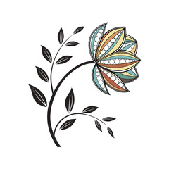 Elegant floral vector illustration with colorful petals and curved stem design