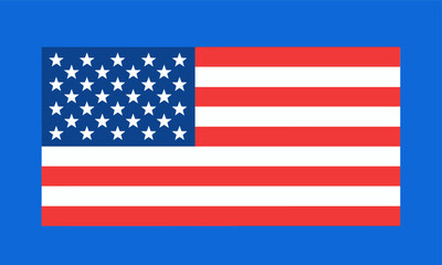 American flag design with stars and stripes, minimalist vector illustration, isolated on blue background