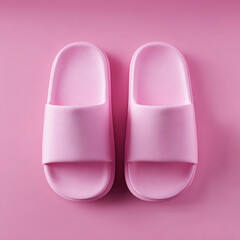 pink slippers on isolated pink background