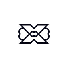 letter x love logo template