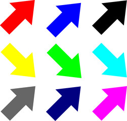 シンプルで使いやすい矢印9食セット（赤、青、黒、黄、緑、水、灰、紺、ピンク）