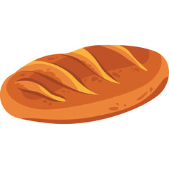 Golden Brown Loaf of Bread with Parallel Grooves on Top on Transparent Background