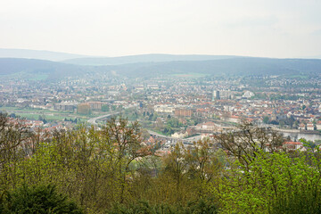 Obraz premium Panoramic view of the city of Hameln in Germany The picture was taken in cloudy autumn weather