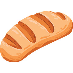 Golden brown loaf of bread with scoring marks on a transparent background studio shot
