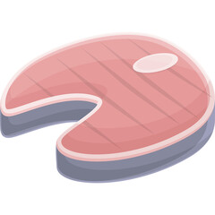 Raw Salmon Steak Cut With Pink Meat And Grey Fat Ready For Cooking On Transparent Background Studio Lighting