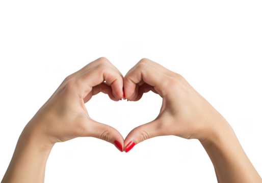Womans hands forming a heart shape isolated on transparent background - Powered by Adobe