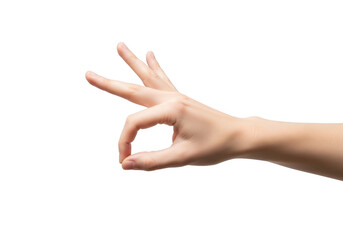 Hand making the ok gesture, isolated on transparent background