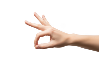 Hand making the ok gesture, isolated on transparent background