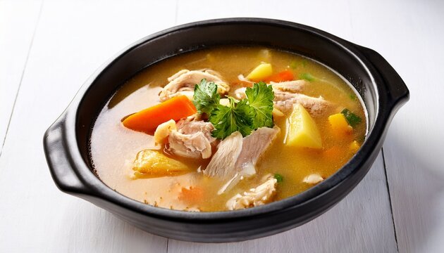guatemalan kakik turkey soup on white background