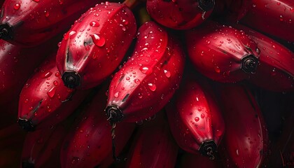 Vibrant Red Bananas – Exotic Tropical Fruit Close-Up