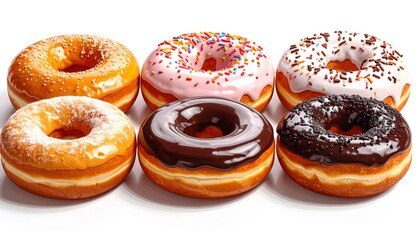 Close-Up Assortment of Delicious Cream-Filled and Glazed Donuts