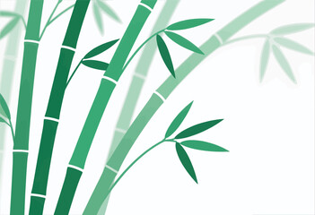 Fototapeta premium Minimal green bamboo stalks with leaves, flat vector illustration isolated on white